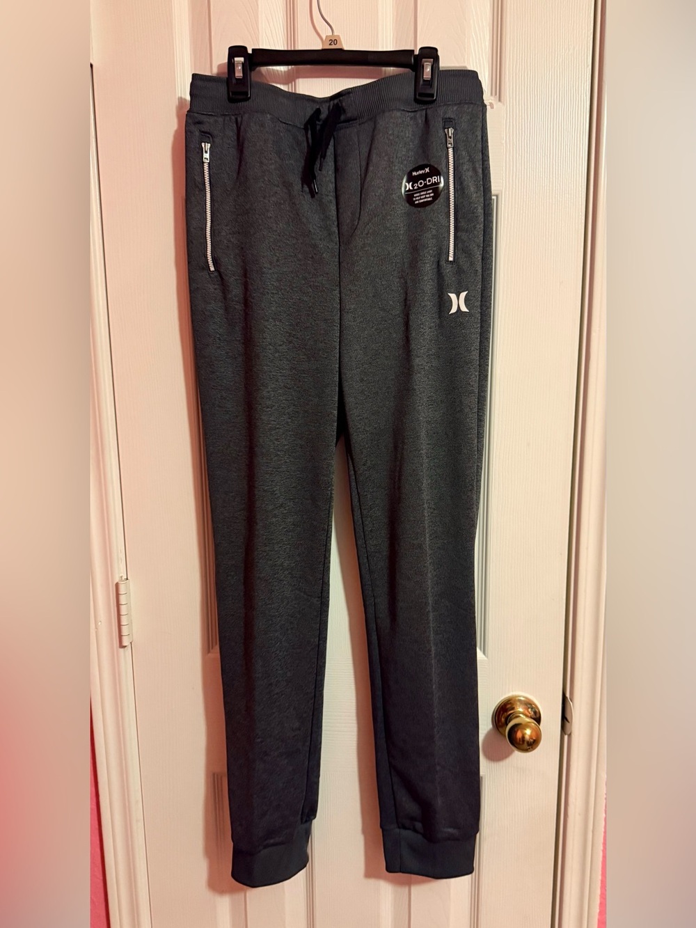 Hurley Kids Charcoal Gray Jogger Sweatpants with White Logos